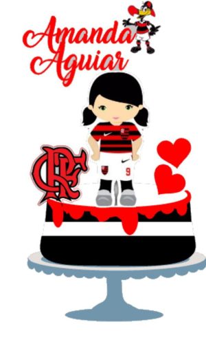 Pague 1 e Leve 3 Topo de Bolo Flamengo Feminino Cód.001