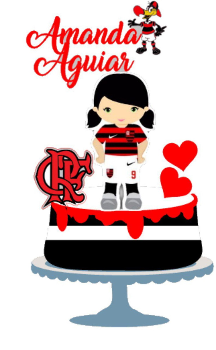 Pague 1 e Leve 3 Topo de Bolo Flamengo Feminino Cód.001