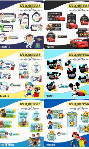 Arquivos Digitais Combo 24 Temas Etiquetas Escolar