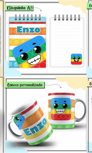 Arquivo de corte combo escolar Pop It menino
