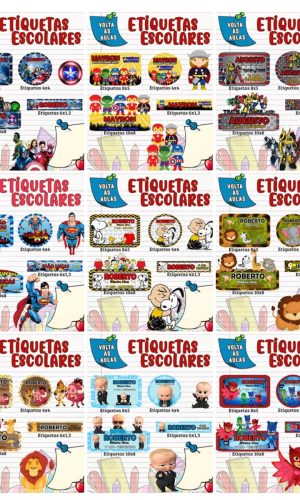 Arquivos Digitais Combo Etiquetas 30 Temas Masculino