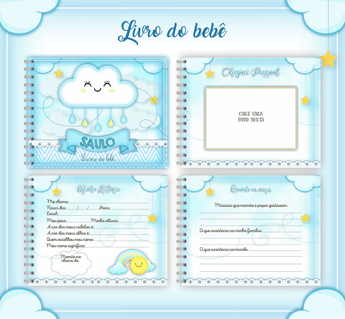 Arquivo Caderneta e Livro do Bebê Chuva de Amor Menino - Imagem 3