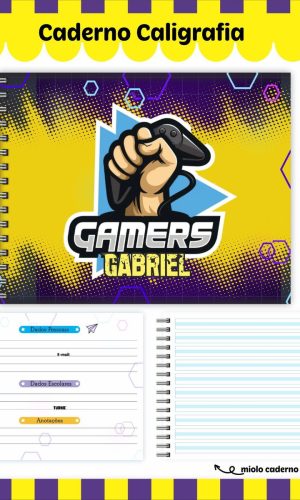 Arquivo Caderno de Caligrafia Escolar Tema Gamer 2023 #15652