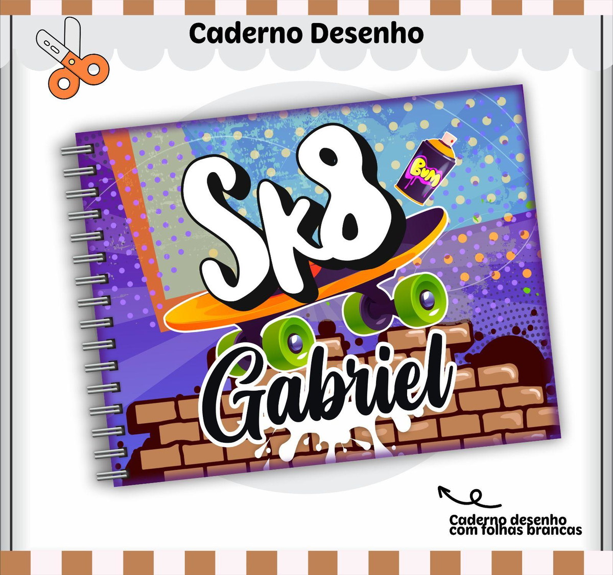 Arquivo Caderno de Desenho Escolar Tema Skate 2023 #15643