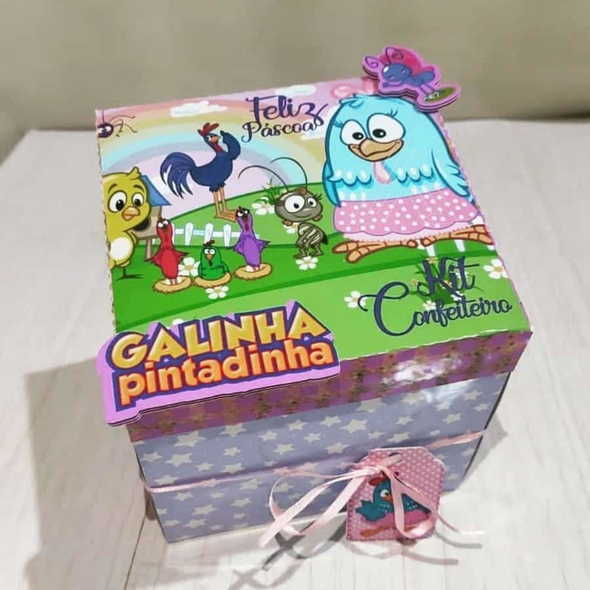 ARQUIVO CAIXA CONFEITEIRO GALINHA PINTADINHA MENINA #13619