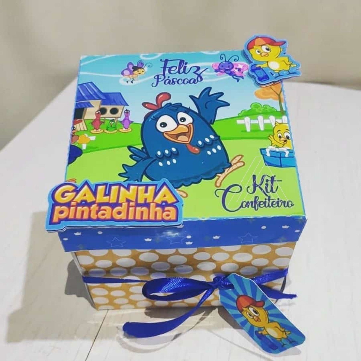 ARQUIVO CAIXA CONFEITEIRO GALINHA PINTADINHA MENINO #13624