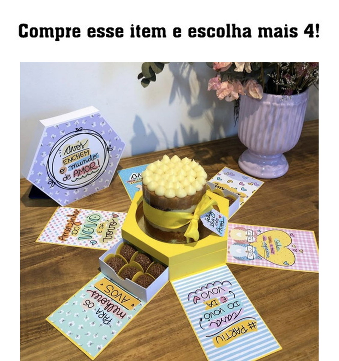 Kit c/ 5: Arquivo Caixa Explosão dia dos Avós com Gaveta