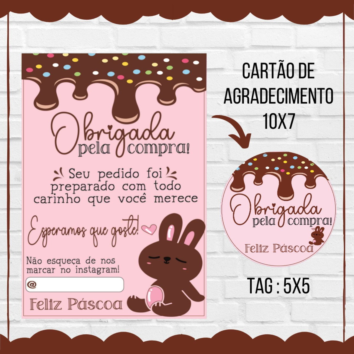 ARQUIVO CARD E TAG AGRADECIMENTO PELA COMPRA PASCOA #13814