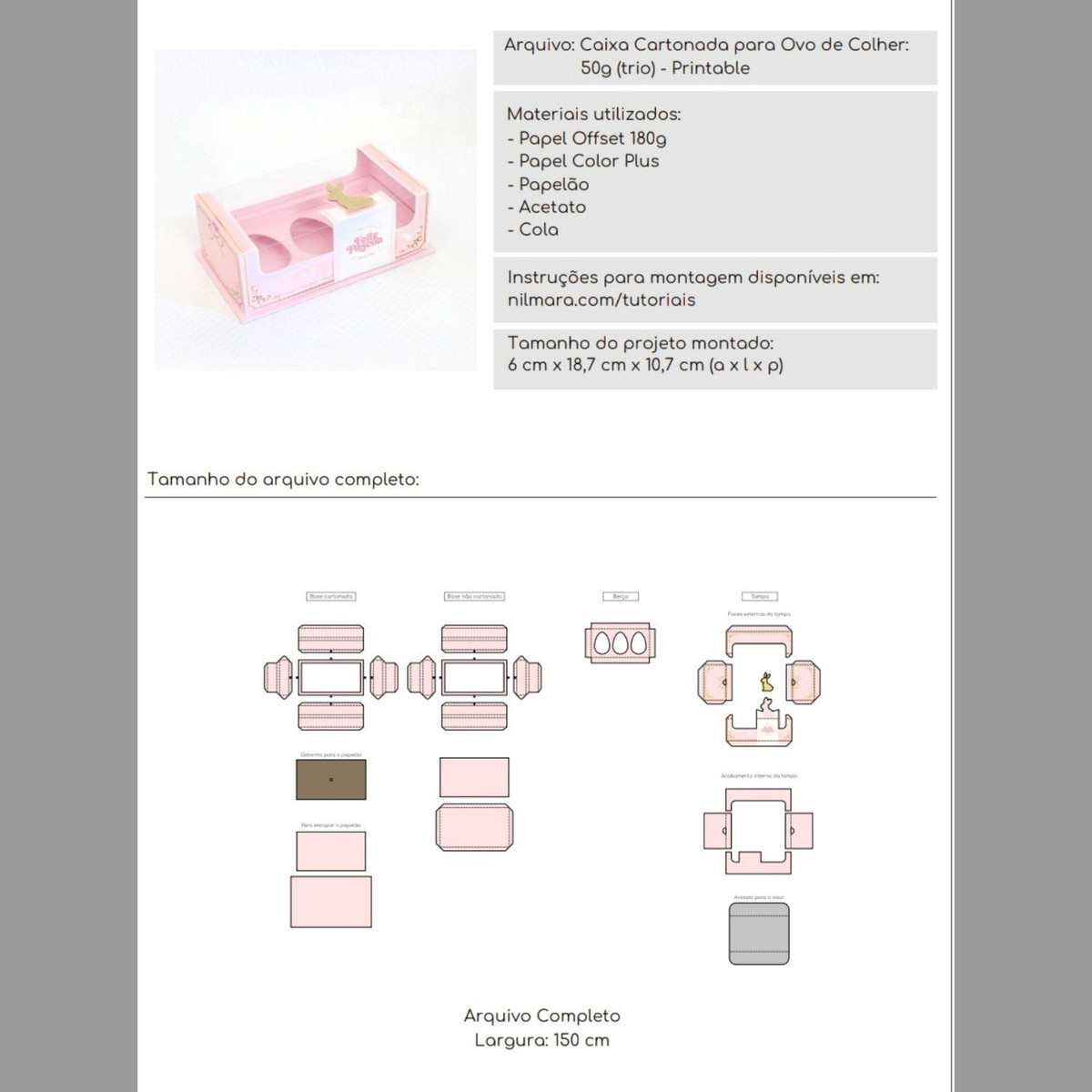 Arquivo Caixa Ovo de Colher Trio de 50g Rosa Pascoa #13798 - Imagem 2