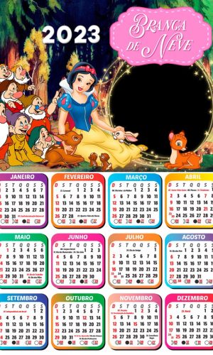 Arquivo Corte Calendário Infantil Branca de Neve 2023 #15618