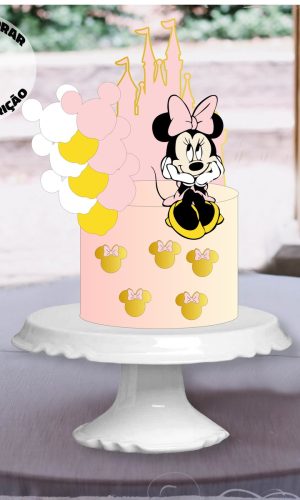 Arquivo Corte Camadas Topo Bolo Minnie Baby Rosa
