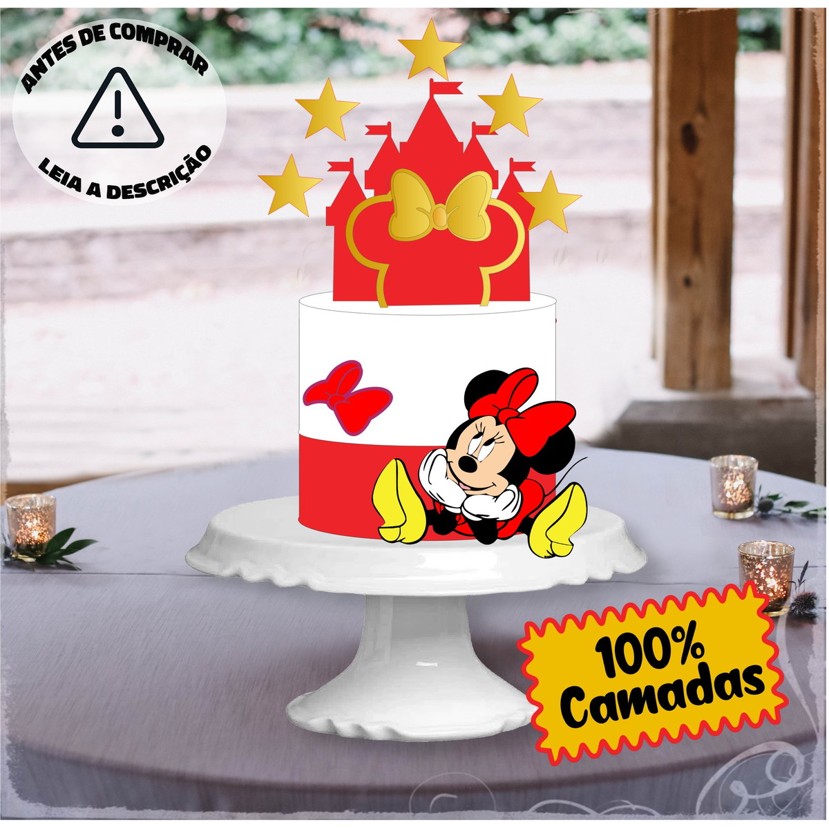 Arquivo Corte Camadas Topo Bolo Minnie Vermelha