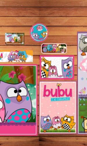ARQUIVO CORTE ETIQUETA ESCOLAR BUBU E AS CORUJINHAS (#2454)