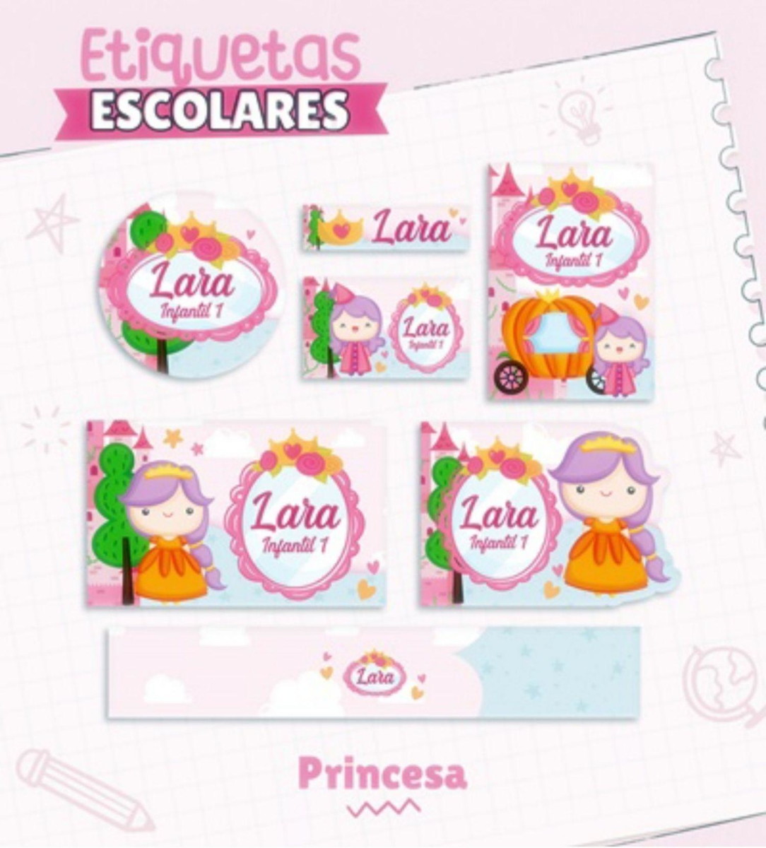 Arquivo Corte Etiqueta Escolar Encadernaçao Princesas #15815