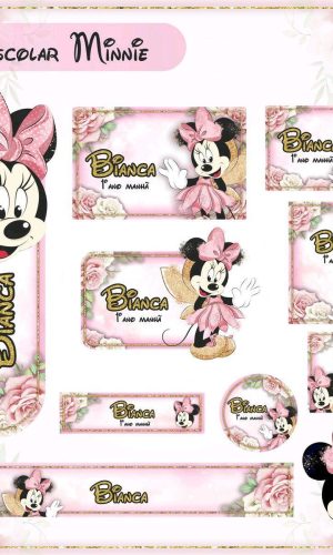 ARQUIVO CORTE ETIQUETA ESCOLAR MINNIE ROSA FADINHA (#2558)