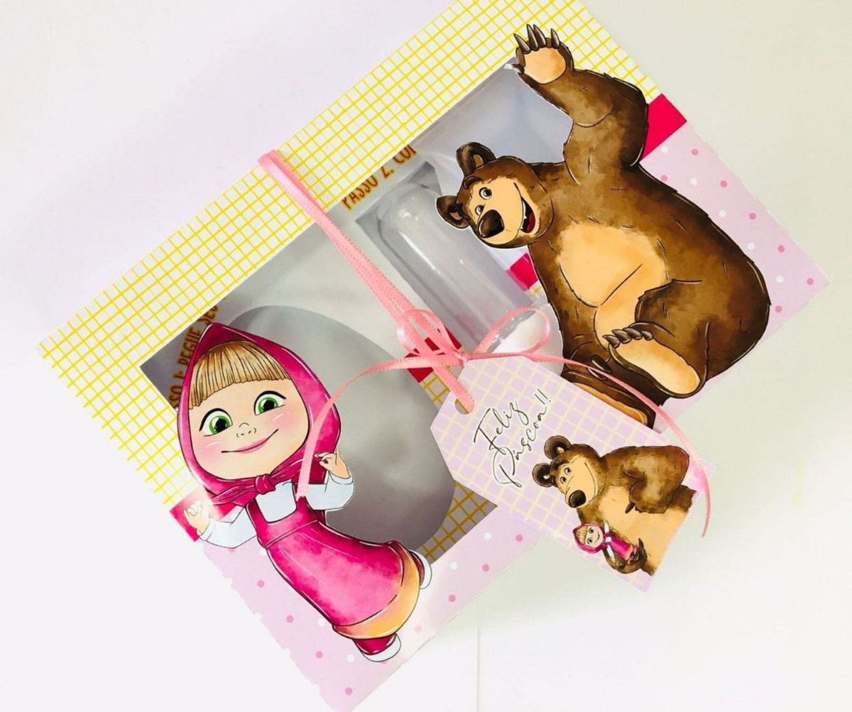 Arquivo Corte Pascoa Mini Confeiteiro Masha e o Urso #14709
