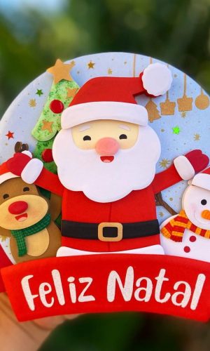 Arquivo Corte Topo Circular Feliz Natal Fofo Papai Noel 186