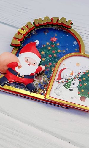 Arquivo Corte: Topo de Bolo Cenário Shaker Feliz Natal 098