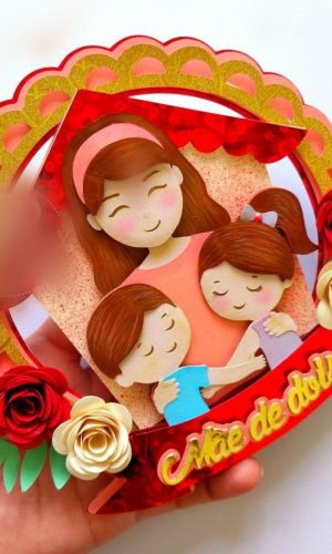 Arquivo Corte Topo de Bolo Dia das Mães Mãe de Dois #17316