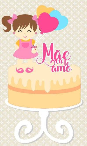 Arquivo Corte Topo de Bolo Dia das Mães Mãe de Menina #17315