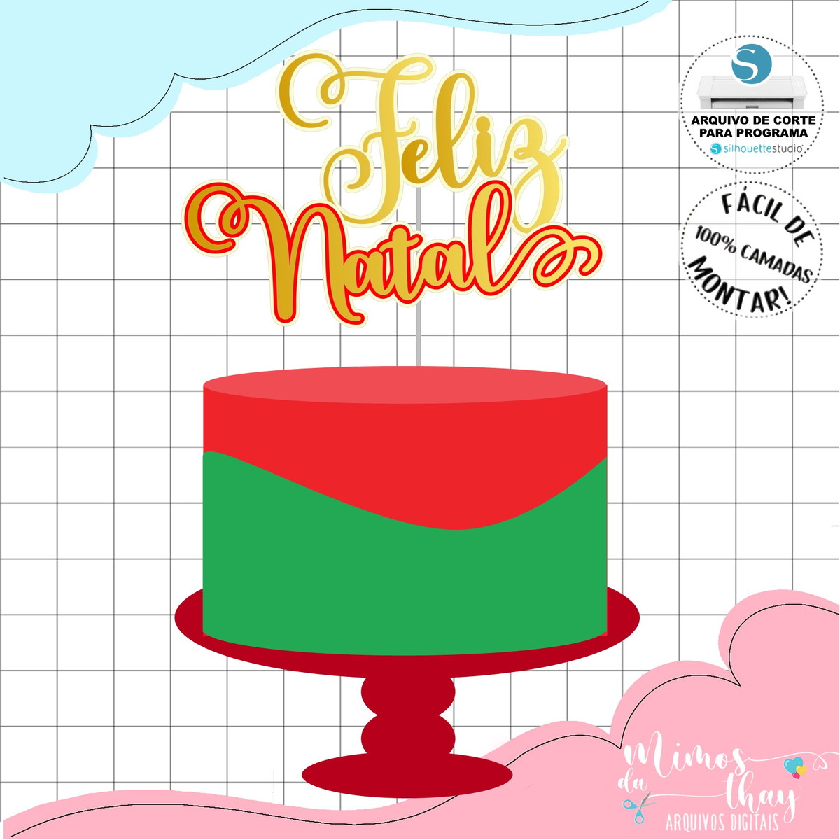 Arquivo Corte: Topo de Bolo Feliz Natal 160