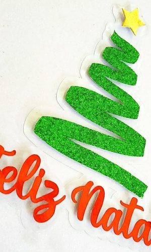 Arquivo Corte: Topo de Bolo Feliz Natal Árvore 037