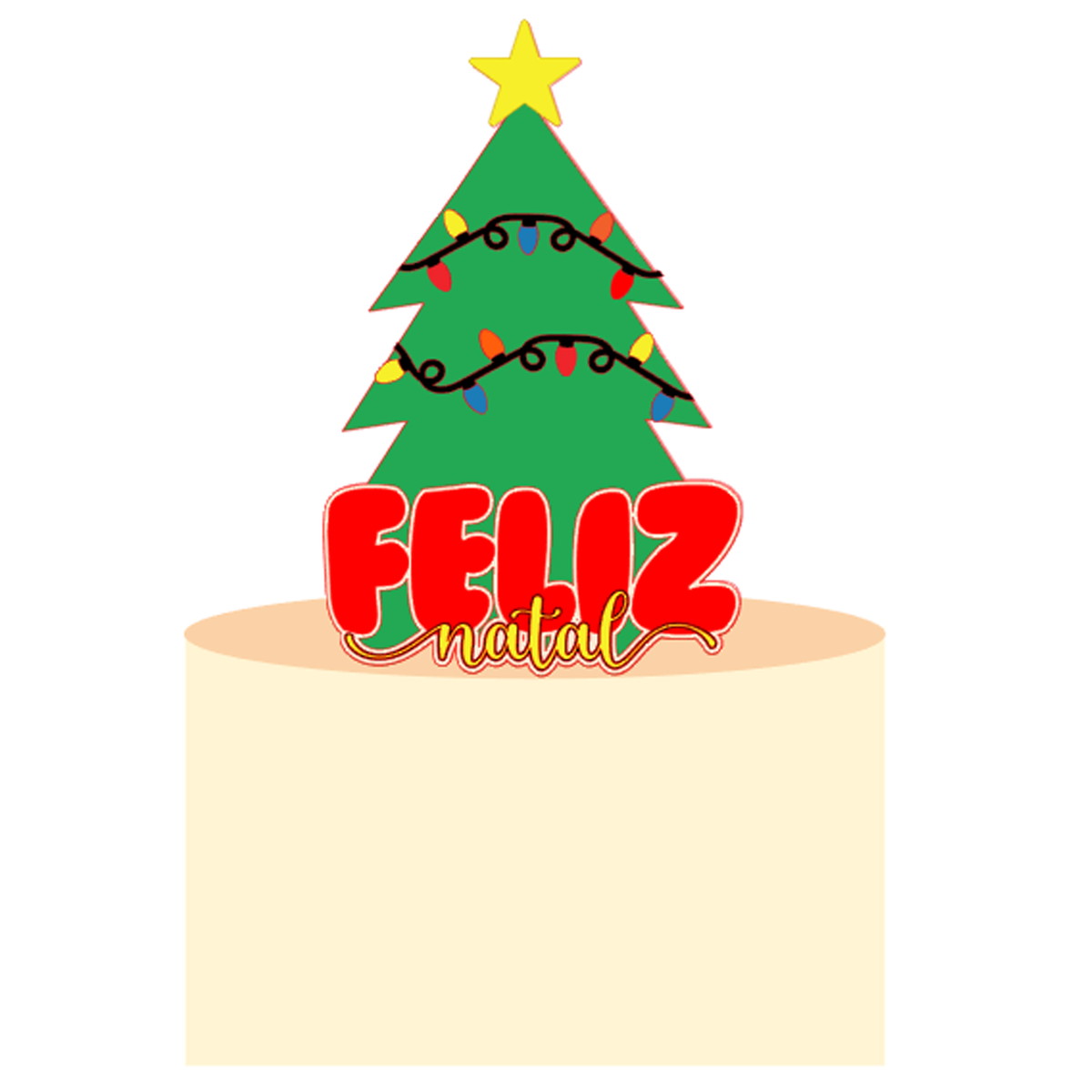 Arquivo Corte: Topo de Bolo Feliz Natal Árvore 066