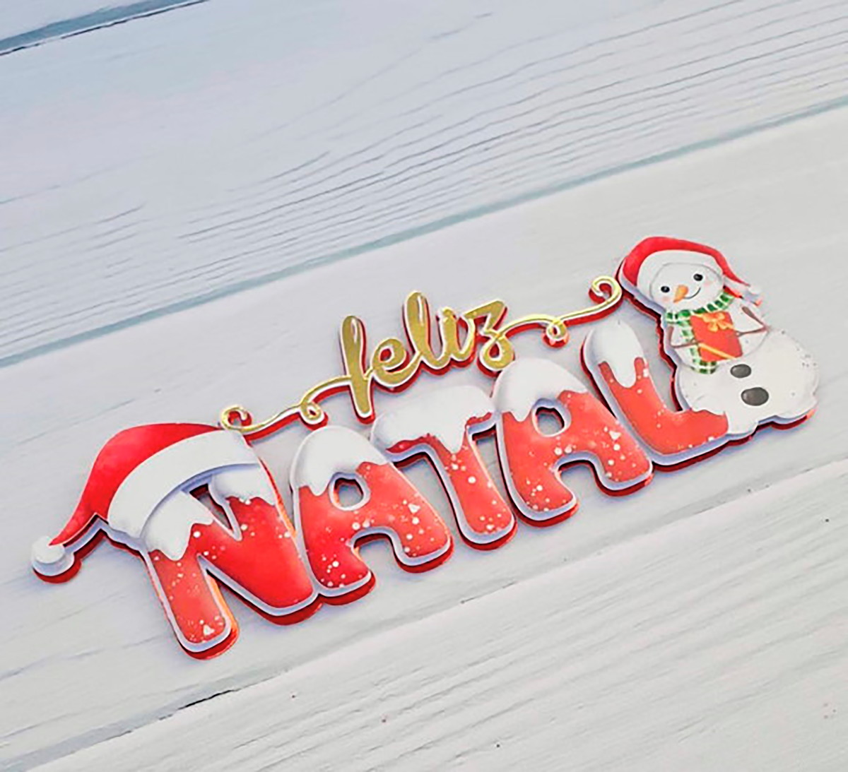 Arquivo Corte: Topo de Bolo Feliz Natal Boneco de Neve 095