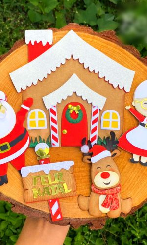Arquivo Corte: Topo de Bolo Feliz Natal Casa do Noel 087