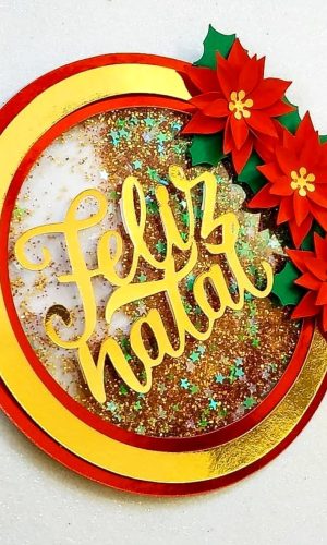 Arquivo Corte: Topo de Bolo Feliz Natal Circular Shaker 050