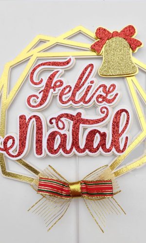 Arquivo Corte: Topo de Bolo Feliz Natal Geométrico 026