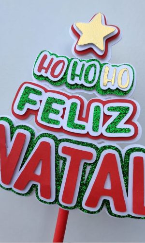 Arquivo Corte: Topo de Bolo Feliz Natal Hohoho Árvore 032