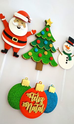 Arquivo Corte: Topo de Bolo Feliz Natal Papai Noel 049