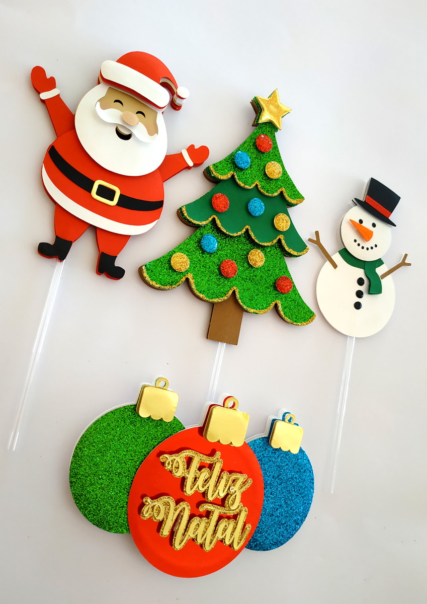 Arquivo Corte: Topo de Bolo Feliz Natal Papai Noel 049