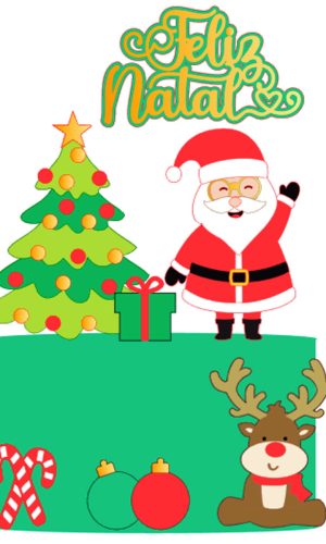 Arquivo Corte: Topo de Bolo Feliz Natal Papai Noel 125