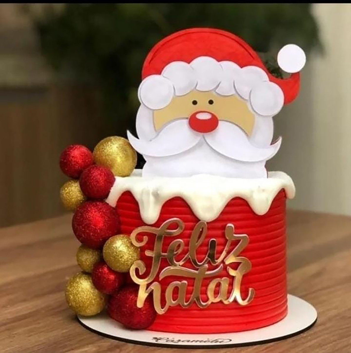 Arquivo Corte: Topo de Bolo Feliz Natal Papai Noel 128