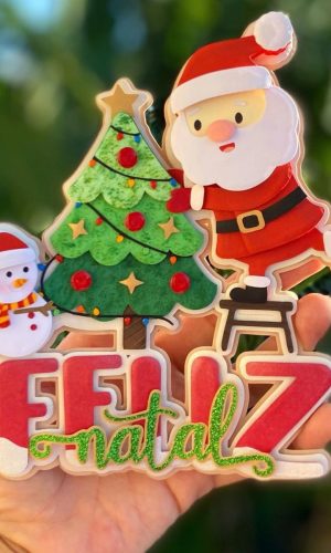 Arquivo Corte: Topo de Bolo Feliz Natal Papai Noel 185