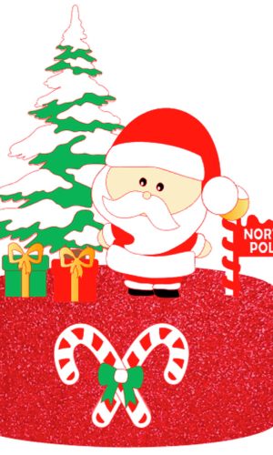 Arquivo Corte: Topo de Bolo Feliz Natal Papai Noel Fofo 129