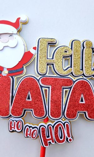 Arquivo Corte: Topo de Bolo Feliz Natal Papai Noel Hoho 025