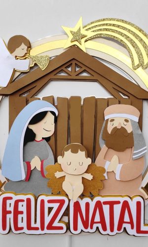 Arquivo Corte: Topo de Bolo Feliz Natal Presépio Jesus 033