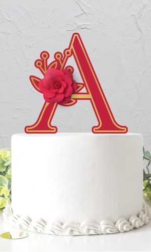 Arquivo Kit Topo de Bolo 3d Letras Alfabeto com Flor #15807