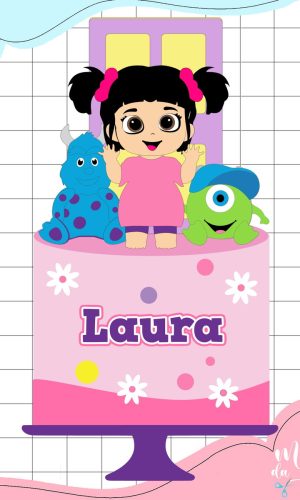 Arquivo Corte: Topo de Bolo Menina Monstros Sa Cute 014
