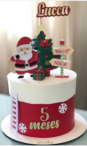 Arquivo Corte: Topo de Bolo Meu 1º Natal Papai Noel 123