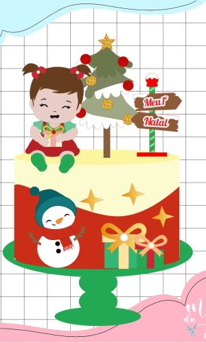 Arquivo Corte: Topo de Bolo Meu Primeiro Natal Menina 167