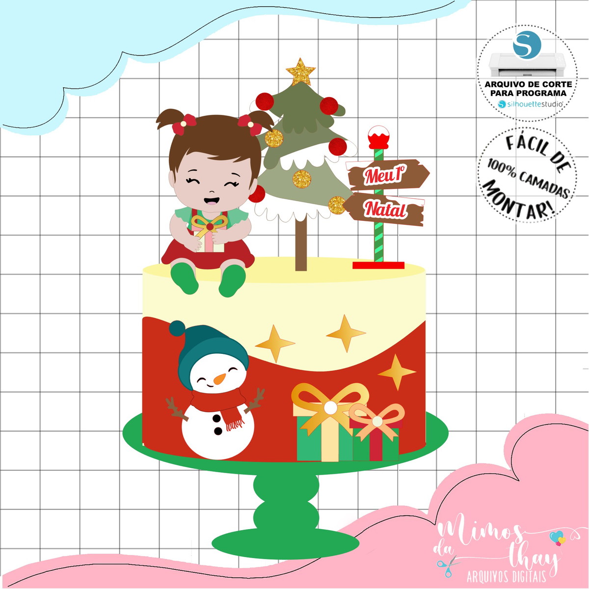 Arquivo Corte: Topo de Bolo Meu Primeiro Natal Menina 167