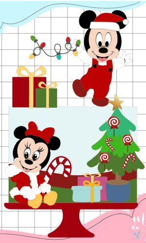 Arquivo Corte Topo de Bolo Mickey e Minnie Baby Natal 203