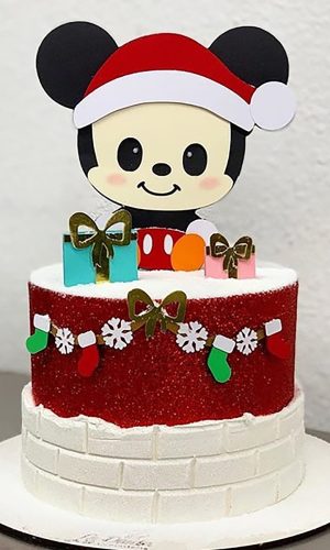 Arquivo Corte Topo de Bolo Mickey Natal 069