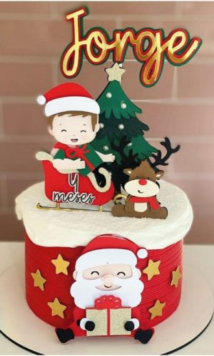 Arquivo Corte : Topo de Bolo Natal Bebê no Trenó 195