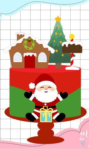 Arquivo Corte: Topo de Bolo Natal Casa do Papai Noel 173