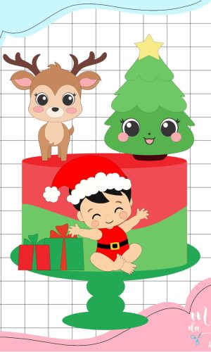 Arquivo Corte: Topo de Bolo Natal Fofo Menino Baby 179